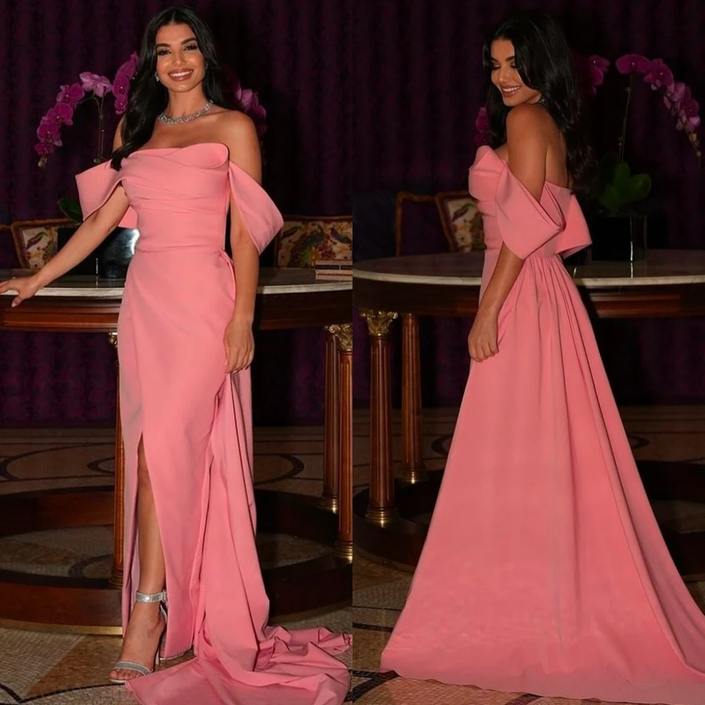 Customized Elegant Boat Neck Evening Dress and Temperament Jersey Special Occasion Gowns and Delicate Short Sleeves Prom Dresses