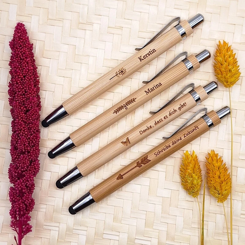 5 szt. Personalizowany długopis bambusowy z grawerowanym imieniem, idealny jako prezent dla gościa, personalizowany prezent ślubny, stylowy, ekologiczny, praktyczny.