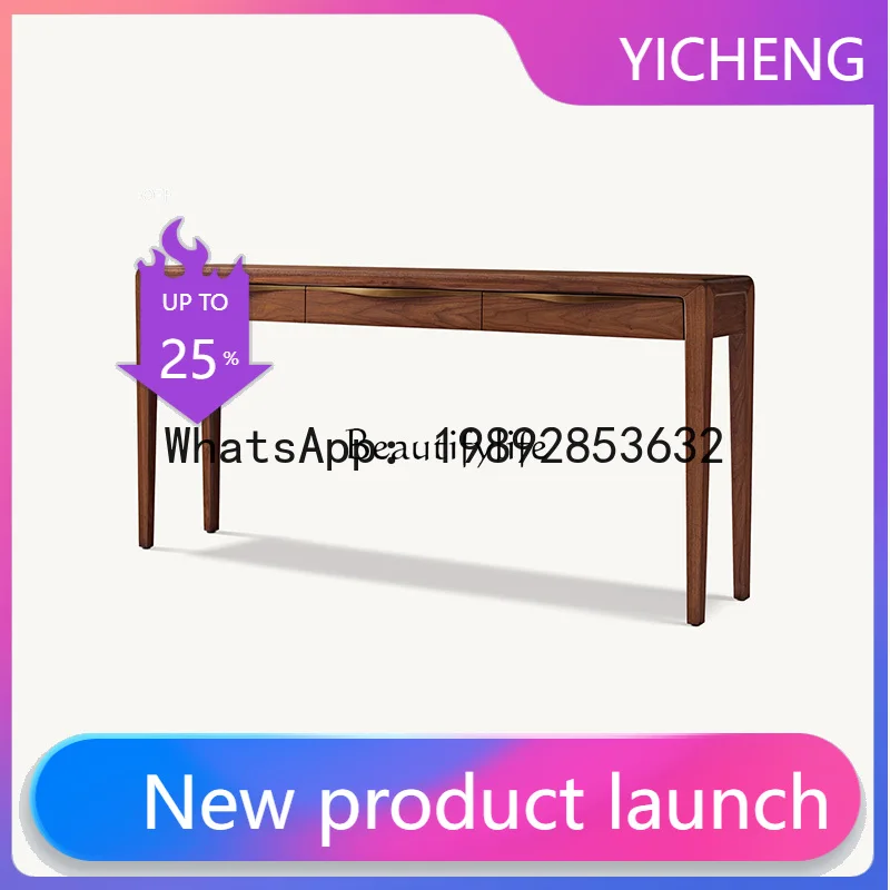QQ American rural simple solid wood entrance table end view table against the wall