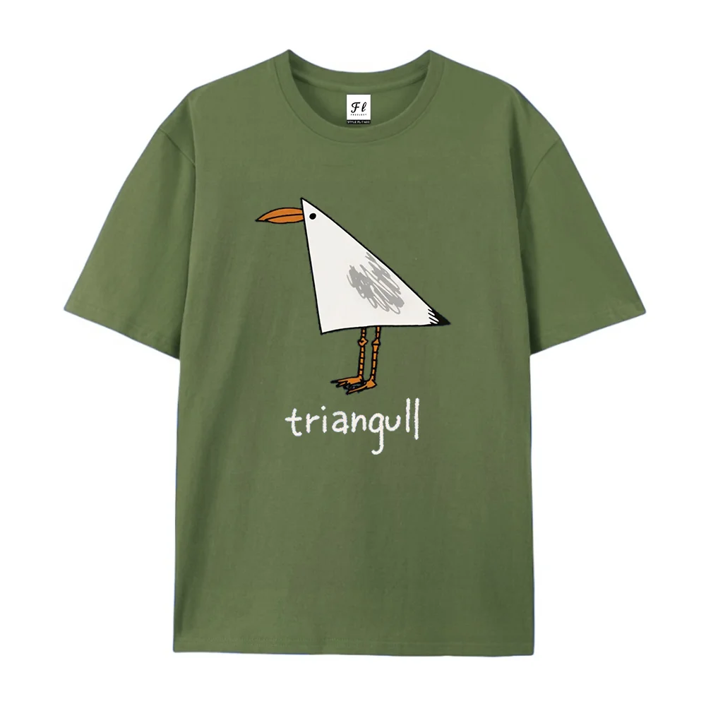 Triangull Geometric Seagull Graphic Shirt Funny Minimalist Bird Art Print Funny Meme Casual Short Sleeve Quirky Streetwear