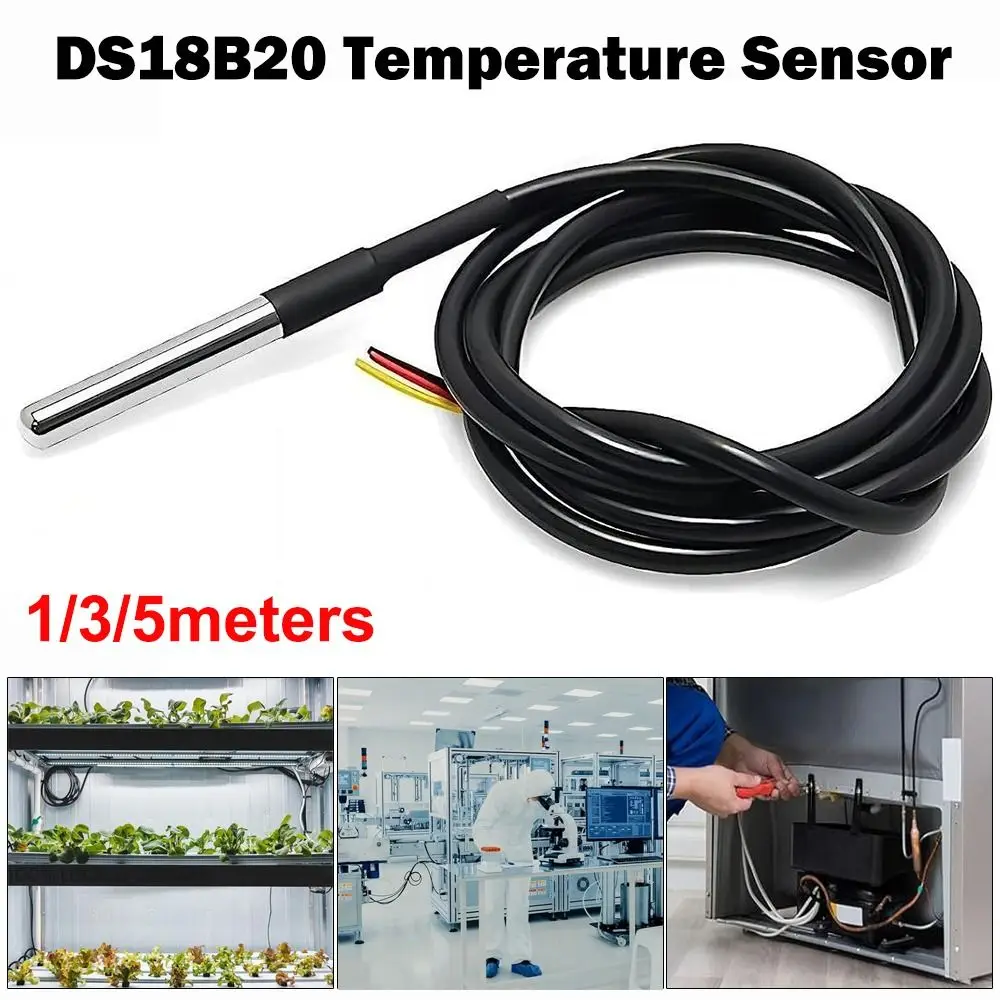 New 1/3/5meters DS18B20 Sensor Stainless Steel Probe Temperature Sensor Waterproof Digital Thermostat Sensor