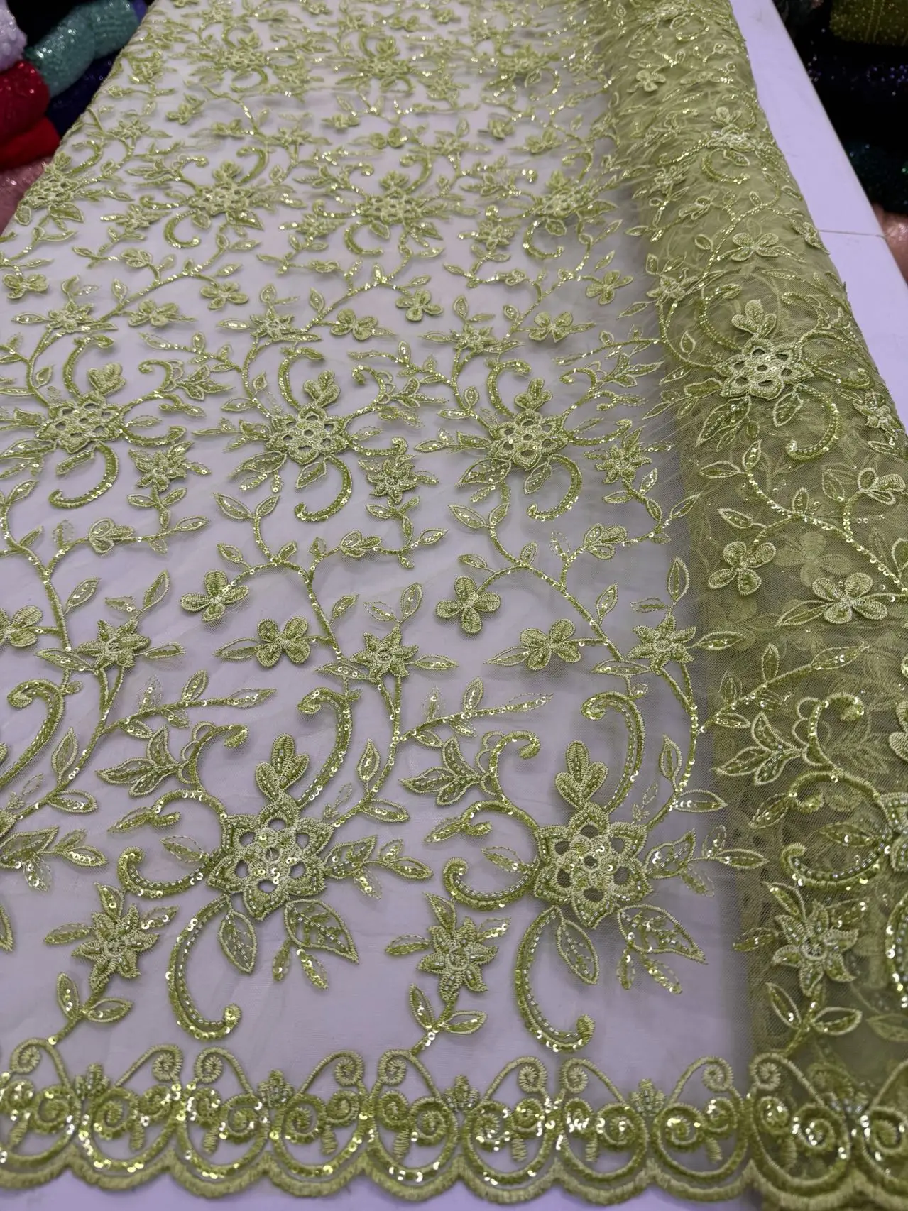 

Nigerian Beaded Embroidery Lace 2025 High Quality French Net Sequins Tulle African Lace Fabric for Luxury Wedding Party