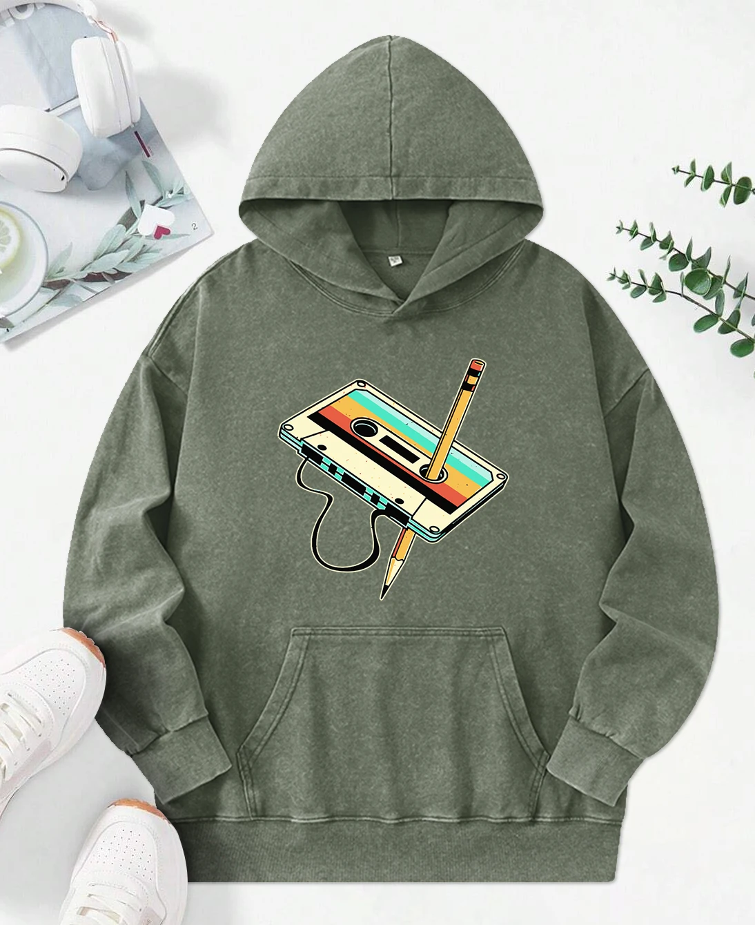 Persoonlijke stereo creatieve print vrouwelijke gewassen hoodies katoen oversized hoody casual straatkleding all-match Y2K dameskleding