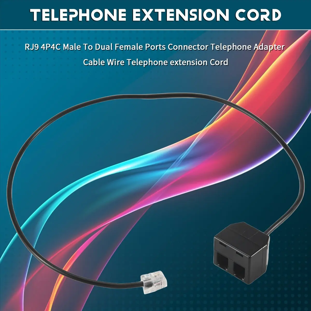 T35C RJ9 4P4C Male To Dual Female Ports Connector Telephone Adapter Cable Wire Telephone extension Cord