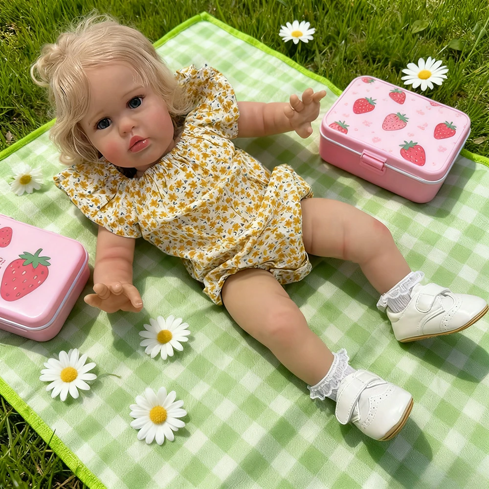 

60CM Reborn Toddler Doll - Ellie Cloth Body Baby Girl with Genesis Paint 3D Skin Safe for Kids Play And Doll Collection