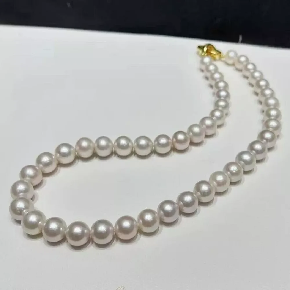 

Perfect AAA 8-9mm Natural Round Japanese Pearl Necklace 925 Silver 16-36 inch