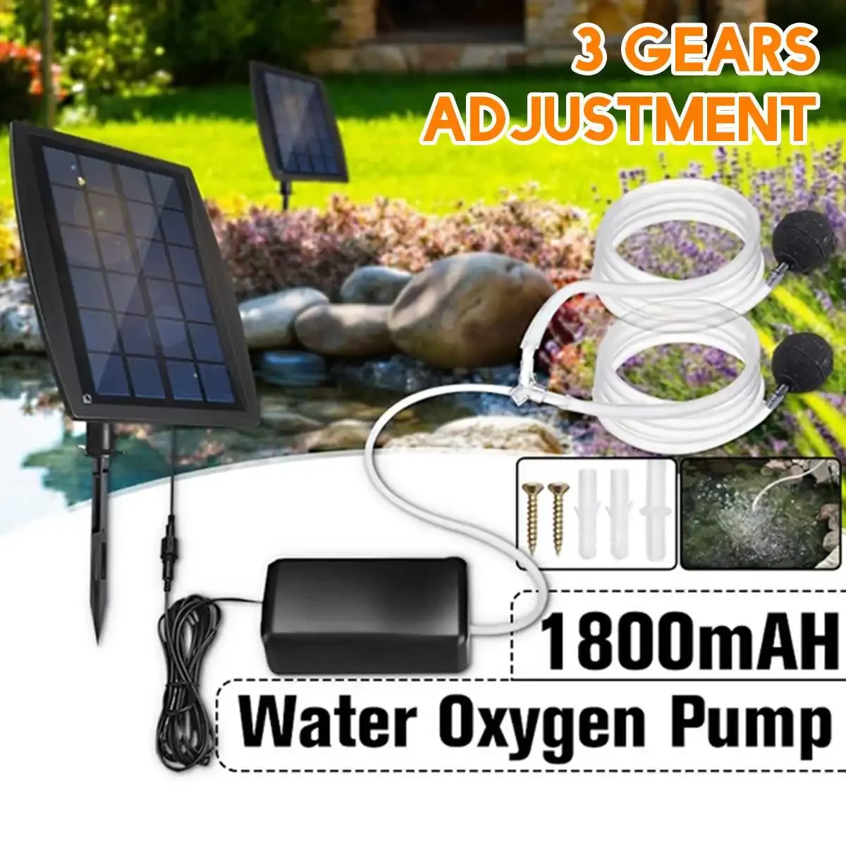 

Solar Powered Oxygenator Oxygen Aerator Fish Tank Pond Pool Aquarium Air Pump Garden Fountain Water Pump