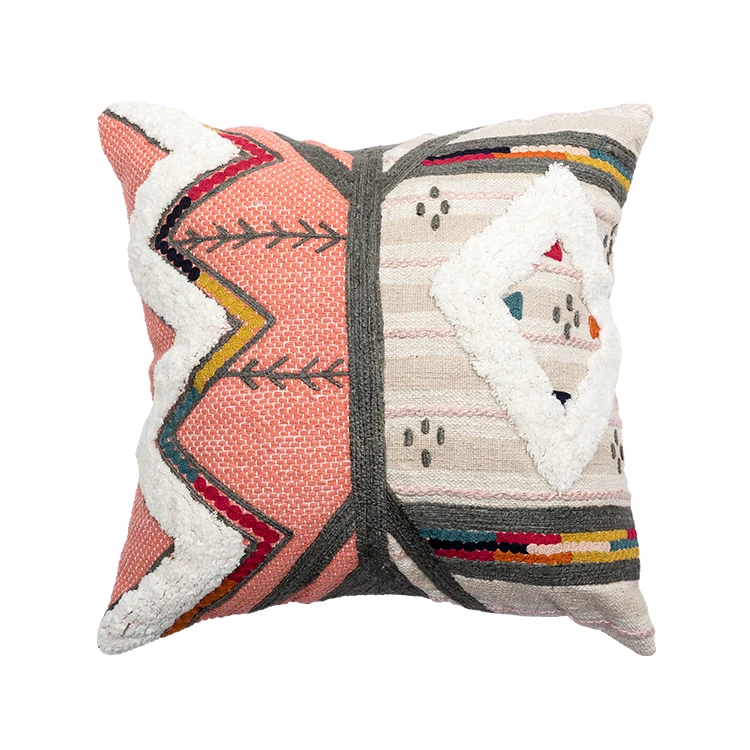 Simple ethnic style, hand-woven wool pillow in modern countryside