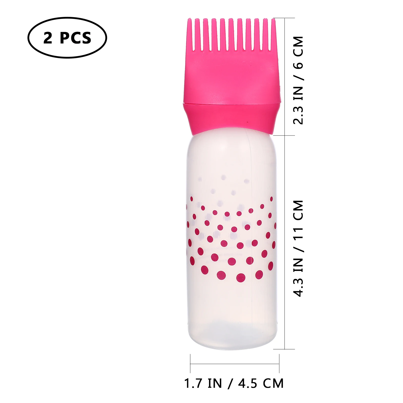 

2Pcs Hair Dye Bottles Plastic Colorful Durable Applicator for Salon Home Hairdressing Root Comb Shampoo Dry Cleaning