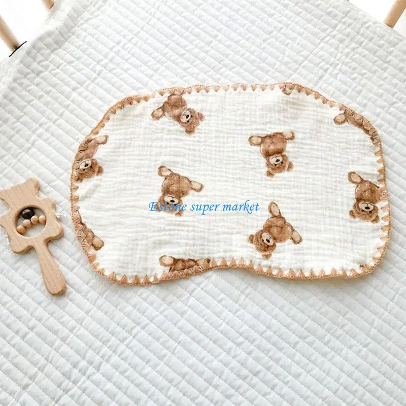

090B Baby Burp Cloth Flat Pillow Towel Breathable Sweat Wipe Towel Drooling Bib Rectangle Infant Feeding Towel High Absorbent