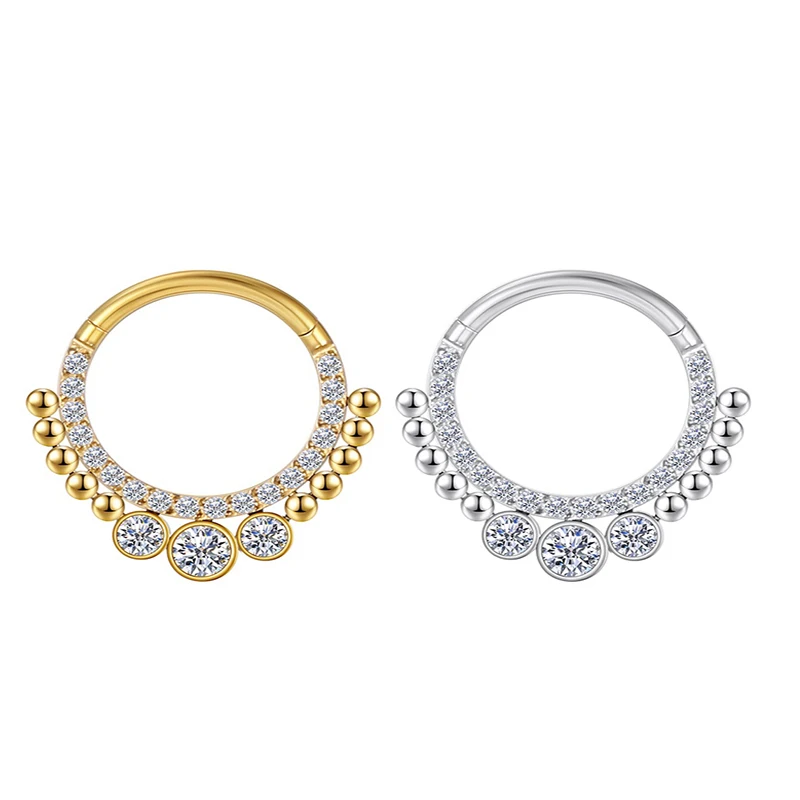 1 قطعة ASTM F136 التيتانيوم ثقب الفرس الأنف خواتم الحاجز متمحور حبة تشيكوسلوفاكيا اللولب Daith محارة الغضروف أقراط ثقب المجوهرات