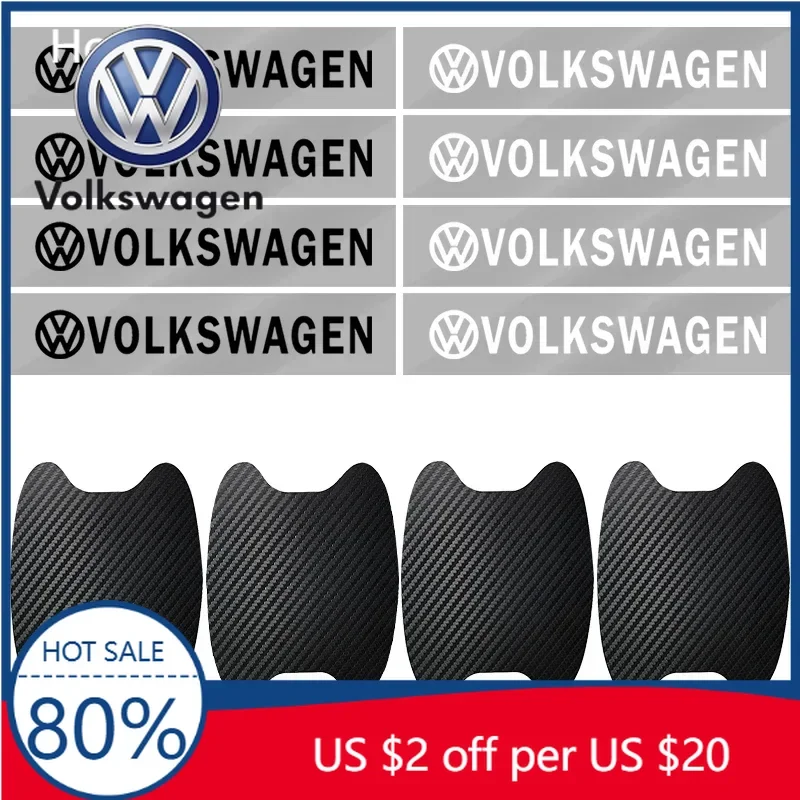 

Защитная пленка для автомобильных дверей Volkswagen (8 шт.), наклейки на ручки, защита от царапин, стайлинг для Volkswagen Scirocco, POLO, Tiguan