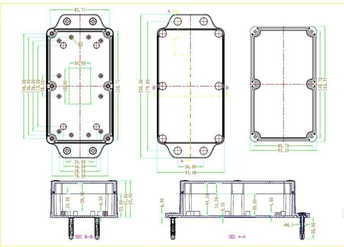 200x94x51mm LK-BWP06 IP68 Plastic Waterproof Enclosure Junction Box For Electronic Housing DIY Project Distribution Box