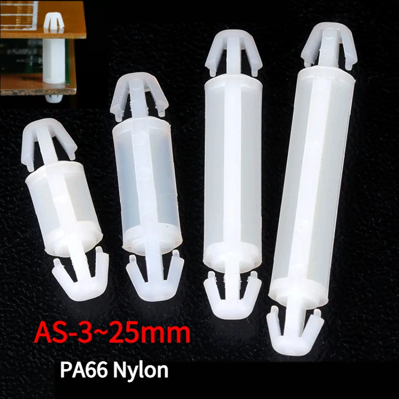 100pcs PC Board 4mm Mount Hole Isolation Column PCB Space Support Nylon PA66 Insulation Spacer Plastic Separator AS-3~25mm