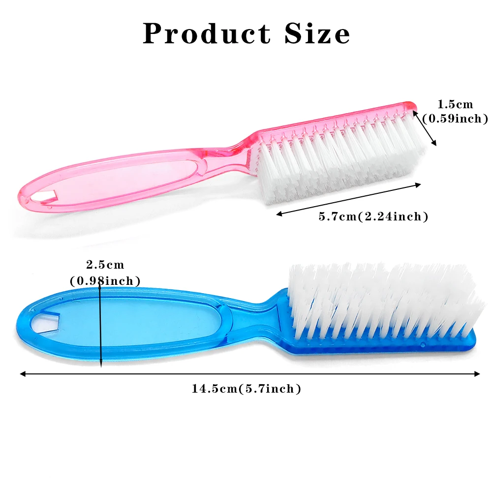Escova profissional de acrílico transparente, 2 peças, cabo reto, salão de beleza, qualidade, cerdas macias, manicure, fácil aderência, ferramenta de cuidados com as unhas