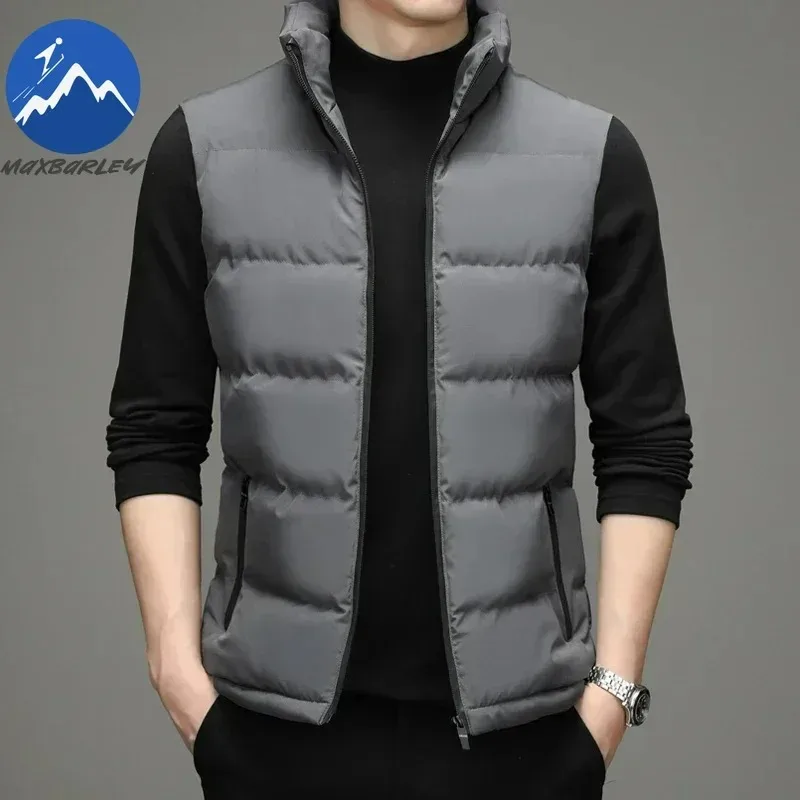 

Winter Vest Jacket Men Lightweight Luxury Thick Warm Business Windproof Sleeveless Jacket Men Casual Stand Collar Padded Vests