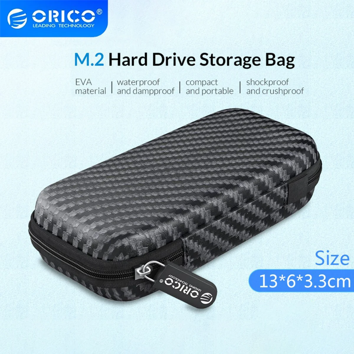 ORICO M.2 NVMe Hard Disk Case EVA Portable HDD Storage Protection Bag for External M.2 Hard Drive/Earphone/Data Line HDD Case