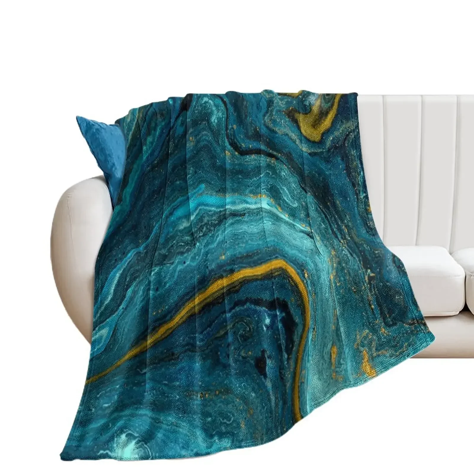 Marbled Turquoise Teal Geode Design Throw Blanket Sleeping Bag Hair Shaggy Blankets