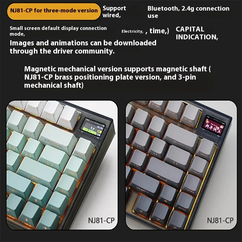 Keydous Nj81-CP Magnetic Axis Mechanical Keyboard Adjust Key Range RT Esports Game 3-mode Wireless Bluetooth Gaming Keyboard