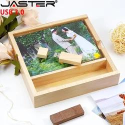 JASTER Album Wooden Box USB 3.0 Flash Drives 128GB Creative Photography Wedding Gift Memory Stick 64GB Laser Engraving Pen Drive