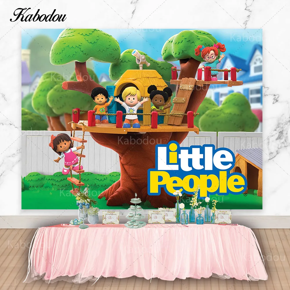 Kabodou Little People Photo Backdrop Child Happy Birthday Photography Background Friends Cartoon Decorations Banner