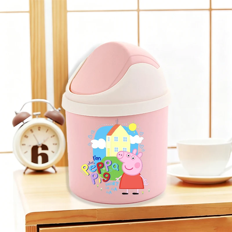 

Мини-урна для мусора «Свинка Пеппа», новый настольный органайзер для детей, корзина для мусора для школьников, домашняя корзина для отходов, подарок