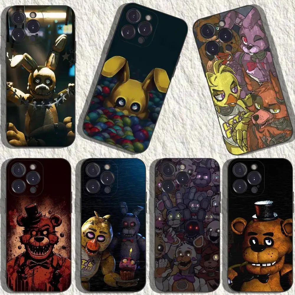 Funda de teléfono Fnaf Five-Nights-At-Freddys para iPhone 17,16,15,14,13,12,11,Plus,Pro Max,XS,X,XR,SE,Mini,8, funda negra de silicona suave