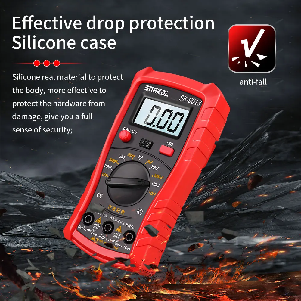 SK-6013 Digital Capacimeter Professional Capacitance Meter 20000uf Capacitor Tester 1999 Counts Electrician Multimeter