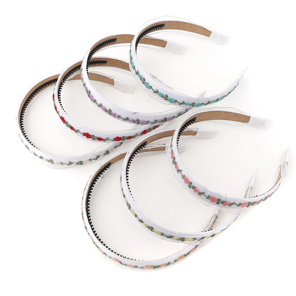 Embroidered flowers lace Headbands for Girls, Adjustable Non-Slip Elastic Dressy Pastel Lacy baby band headwraps Cute Hair Acces
