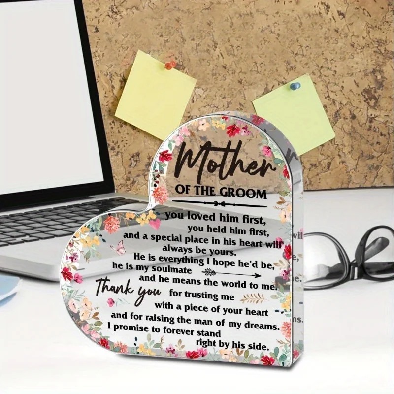 CIFBUY Acrylic Wall Art, Custom Floral Photo Plaque, 2D Flat Mother of Groom Gift, Bridal Shower Keepsake, Home Decor Present