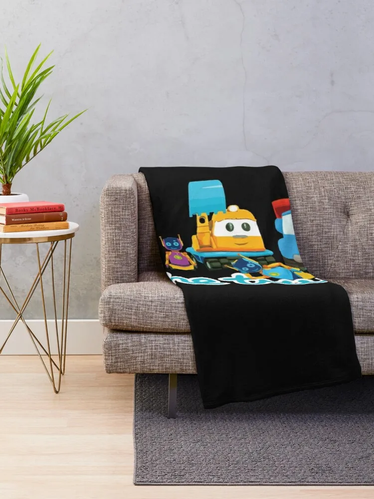 LEO the truck, LIFTY, SCOPP, ROBOTS LEA custom landscape order Sticker Throw Blanket Throw And Blanket From Fluff