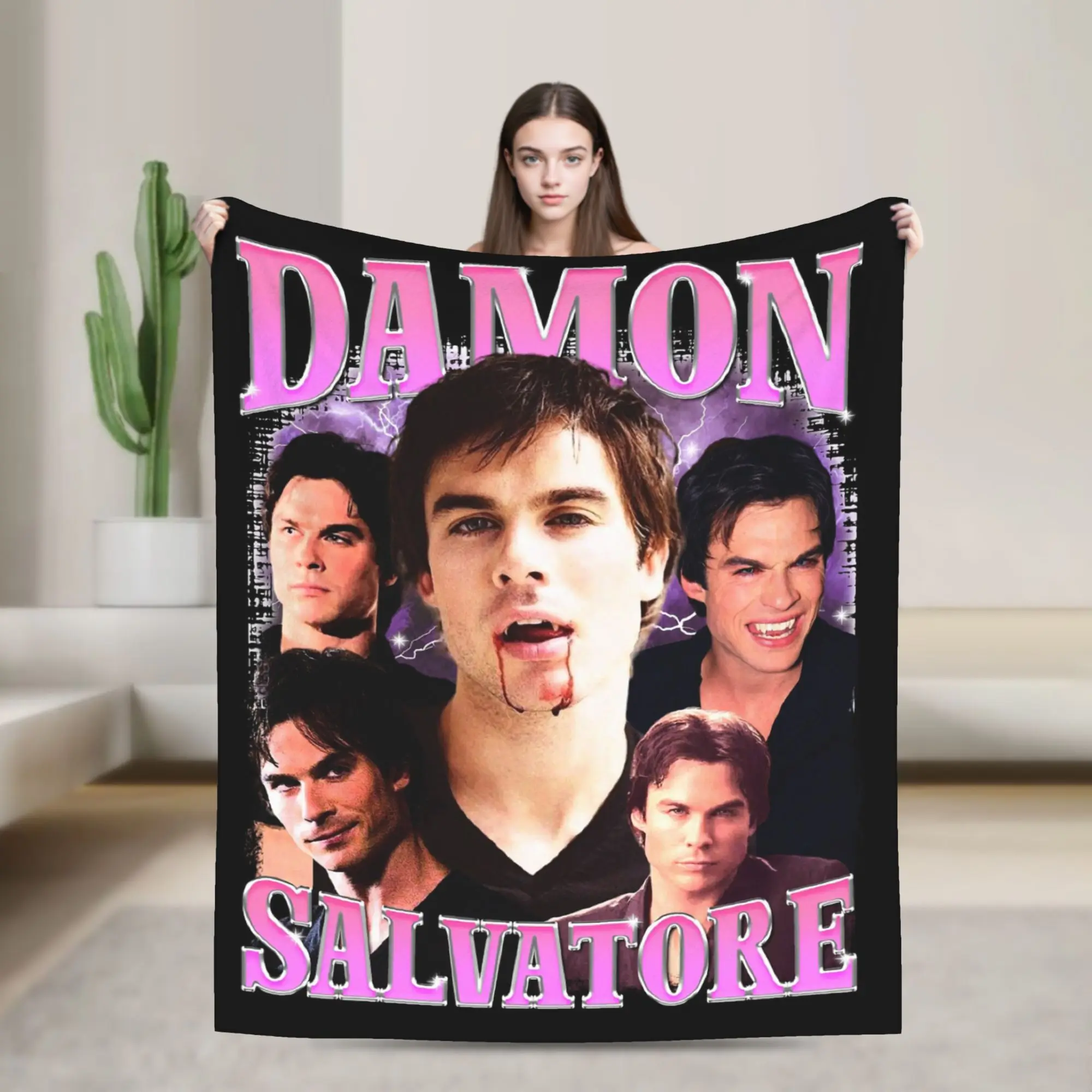 Damon Salvatore Ian Somerhalder Blankets Coral Fleece Plush  Winter   Ultra-Soft Throw Blanket for Sofa Office Rug Piece