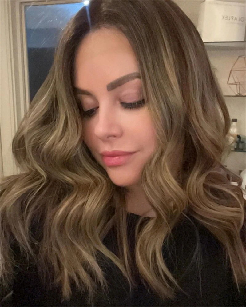 

Honey Ash Blonde Highlights Natural Brown lace Front Wigs Sale Clearance Women's wigs highlighting 100% HD Synthetic Lace Wig
