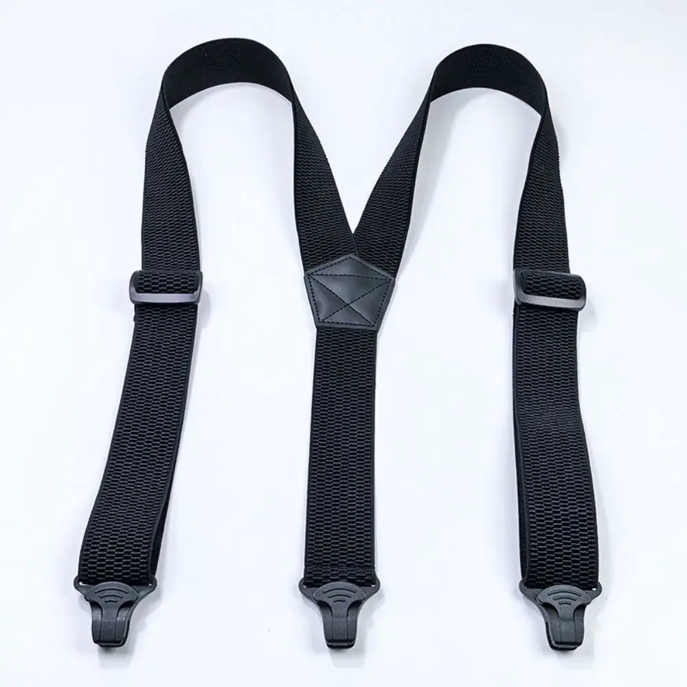 Heavy Duty Work Suspenders 3.8cm Wide with 3 Gripper Clasps Elastic Pants Braces Anti-slip Retro Y-Type Suspenders