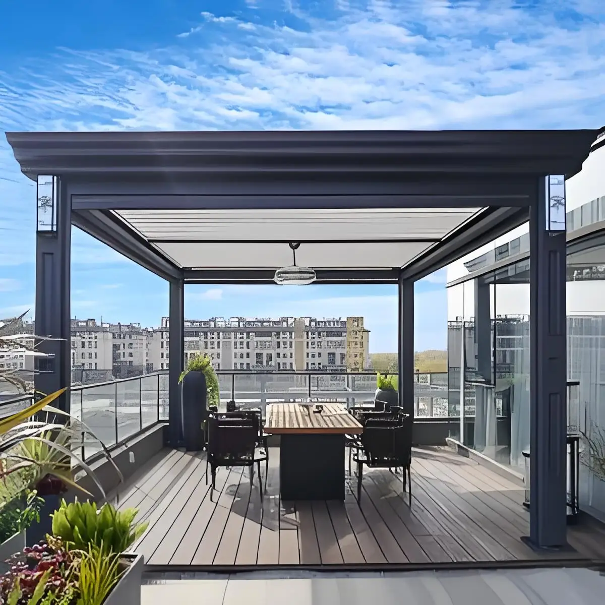 

Custom Motorized Bioclimatic Pergola Gazebo Pavilion Outdoor Windproof Aluminum Louvered Roof Pergola For Backyard Patio Terrace