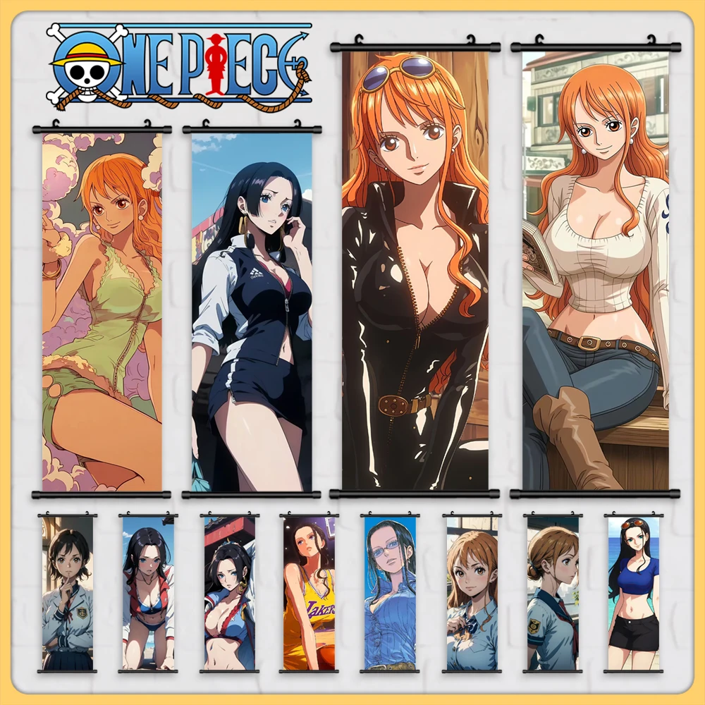 One Piece Scrolls Hanging Painting Nico Robin HD Print Nami Canvas Wall Art Cartoon Modular Picture Anime Poster for Home Decor