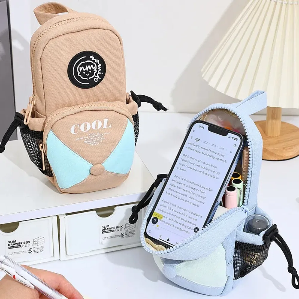 

Canvas Stationery Bag Large Capacity Backpack Shape Cartoon Pen Pouch School Supplies Students Pencile Case Student Writing