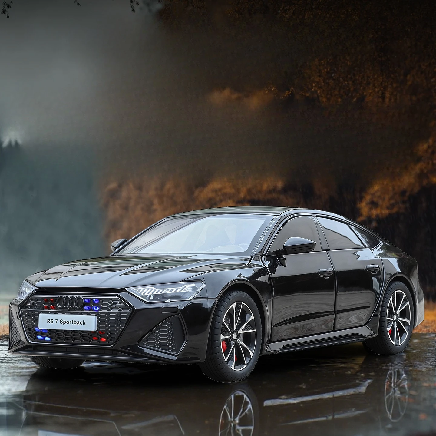 

1:24 RS7 Sportback модель игрушечного автомобиля из сплава, литой под давлением звук, свет, двери, открытая, возвратная, амортизация для детей, подарки