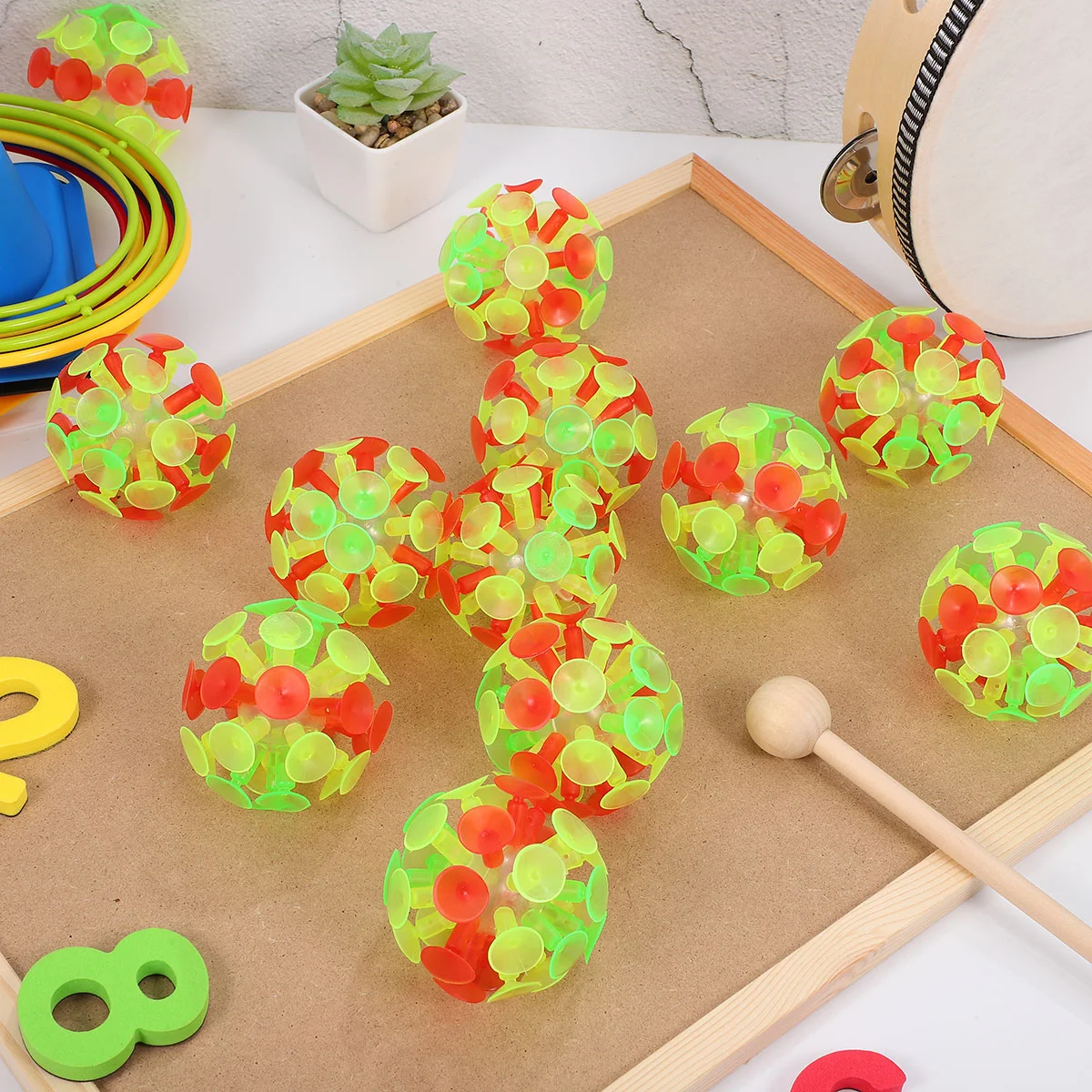 Toyvian 12PCS Children's Suction Ball Toy Parent-child Interaction Sucker Ball Kids Plaything Party Toy for Children