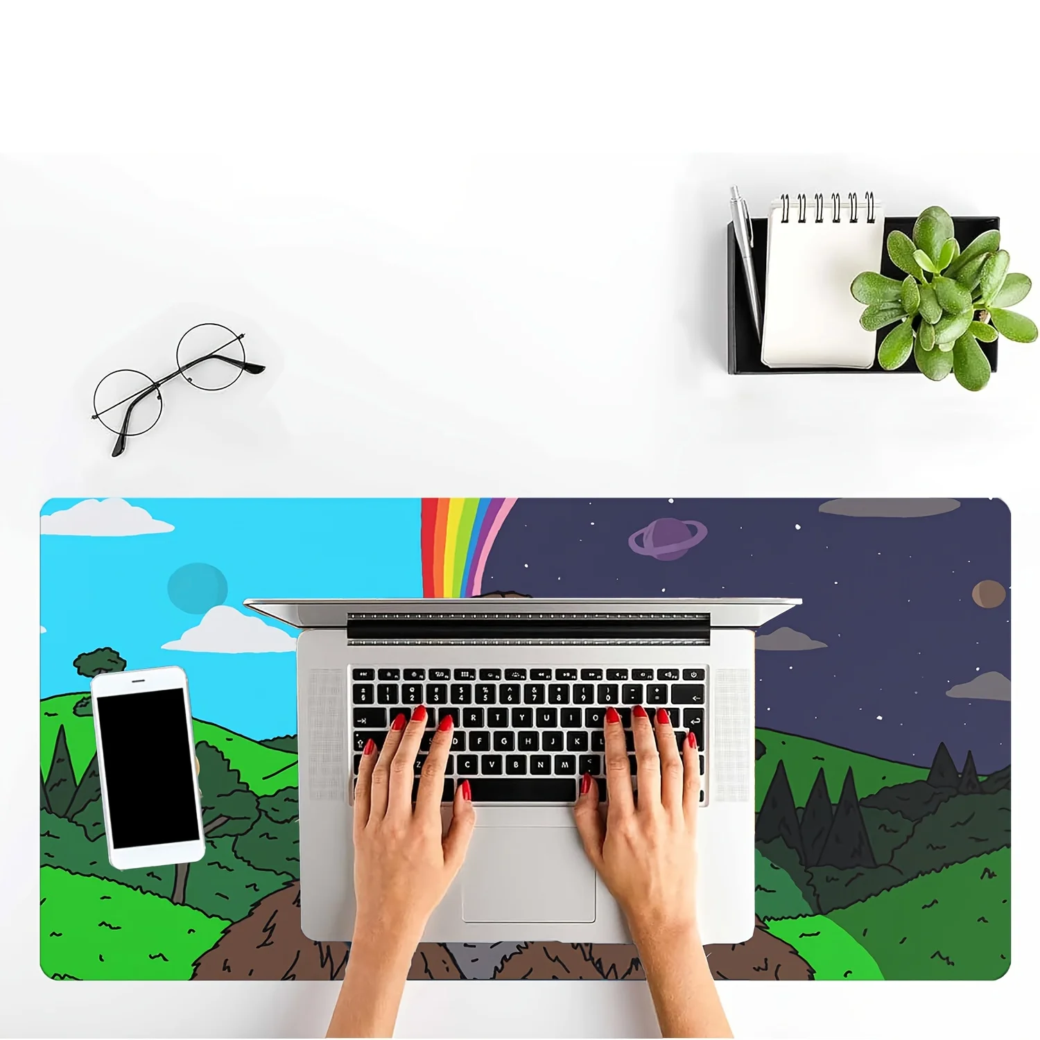 قطعة واحدة من سجادة مكتب كبيرة مضحكة من Sasquatch، قاعدة مطاطية متينة، حواف مخيطة، لوحة ماوس مقاومة للماء غير قابلة للانزلاق للمكتب المنزلي #6