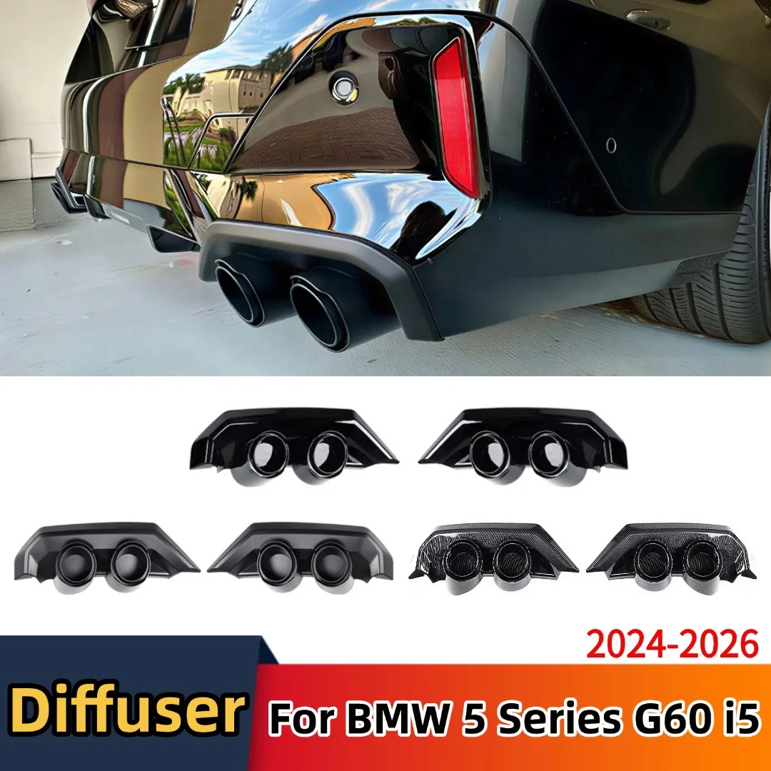 Rear Lip Diffuser Exhaust Tip Protector Decoration Car Tail Throat Cover Glossy Black For BMW 5 Series i5 G60 2024-2026 M Sport