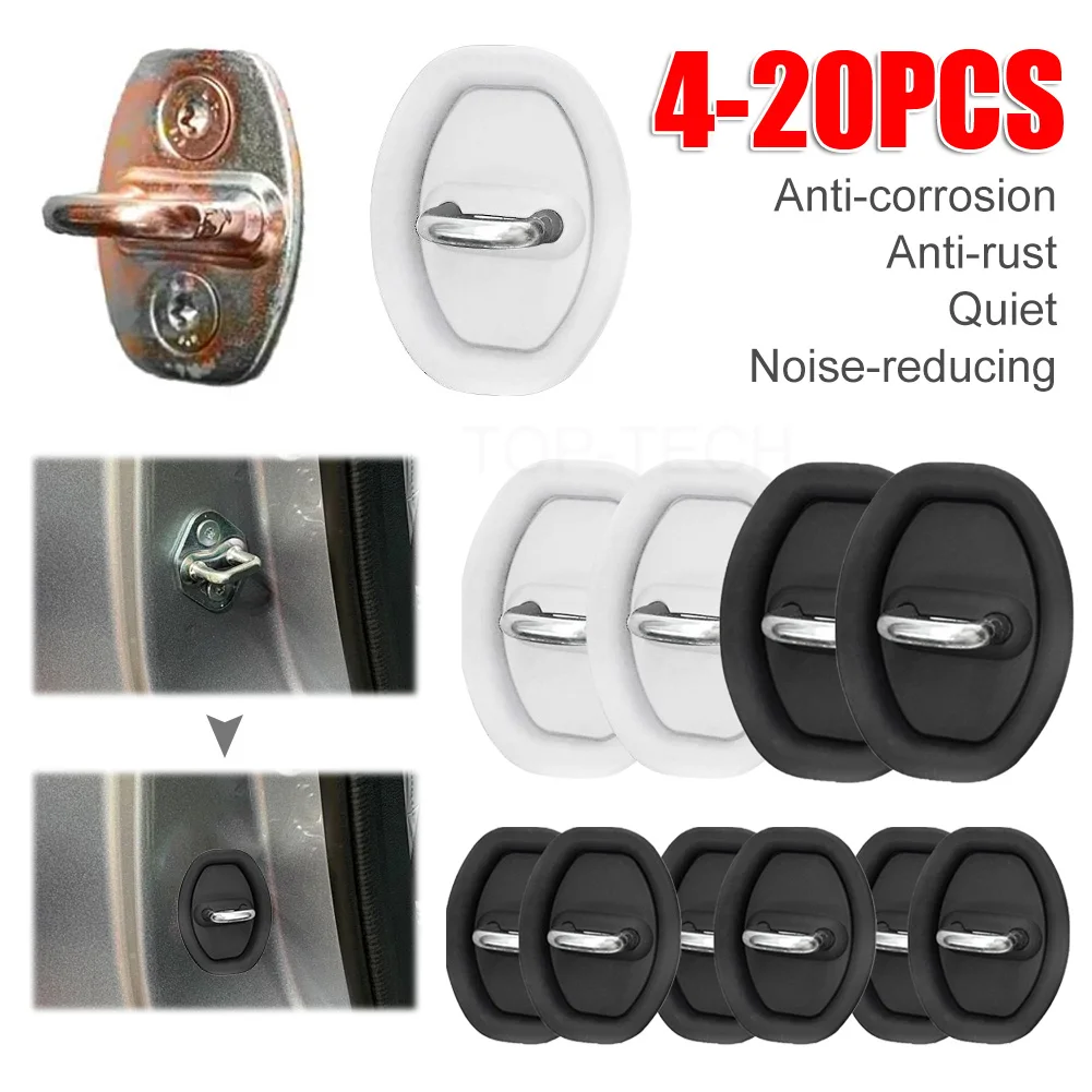 4Pcs Vehicle Door Locks Guard Stopper Silicone Car Door Mute Damping Cushion Anti-Collision Protective Cover Silent Shock Pads