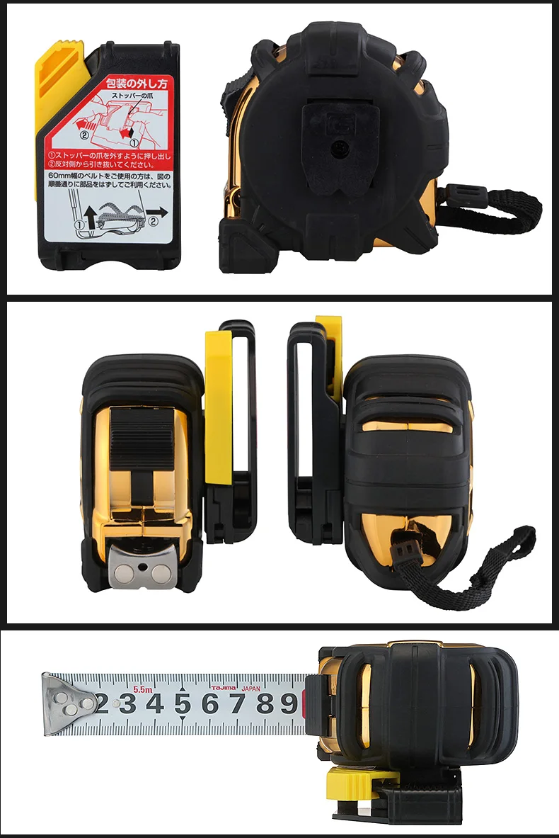 Tajima G3 Serie Gold Maßband Stahlmaßband 5,5 m 7,5 m Lineal Doppelseitig hochpräzise mit Kettenverschluss – Detail 6
