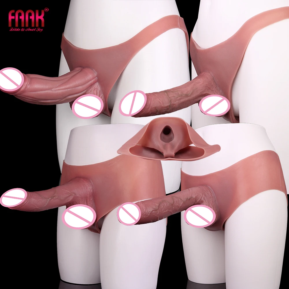 FAAK Nude Harness Wearable Penis Sleeve Underwear Strap On Dildo Silicone Panties for Men Realistic Hollow Penis For men - view 4