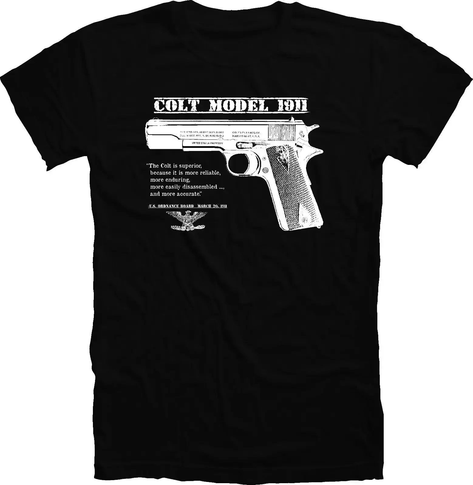 

US Army WWI / WWII M1911 Pistol T-Shirt 100% Cotton O-Neck Summer Short Sleeve Casual Mens T-shirt Size S-3XL