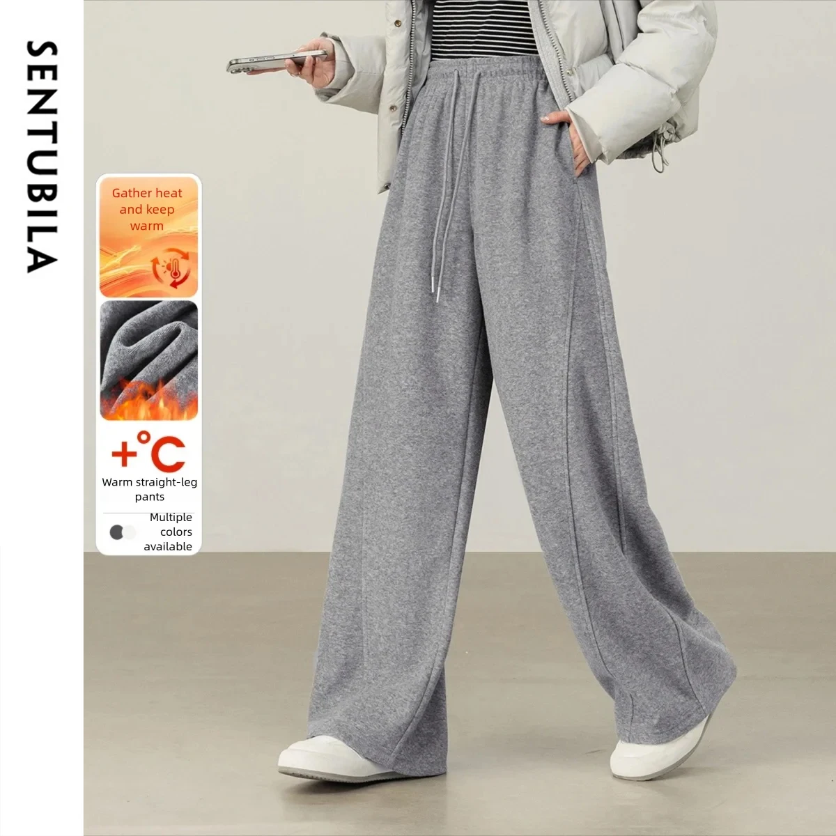 

SENTUBILA Pants Women 2025 Winter Casual Trousers Office Elegant Straight Leg Slim Fit Comfortable Pants Skin-Friendly 154K80008