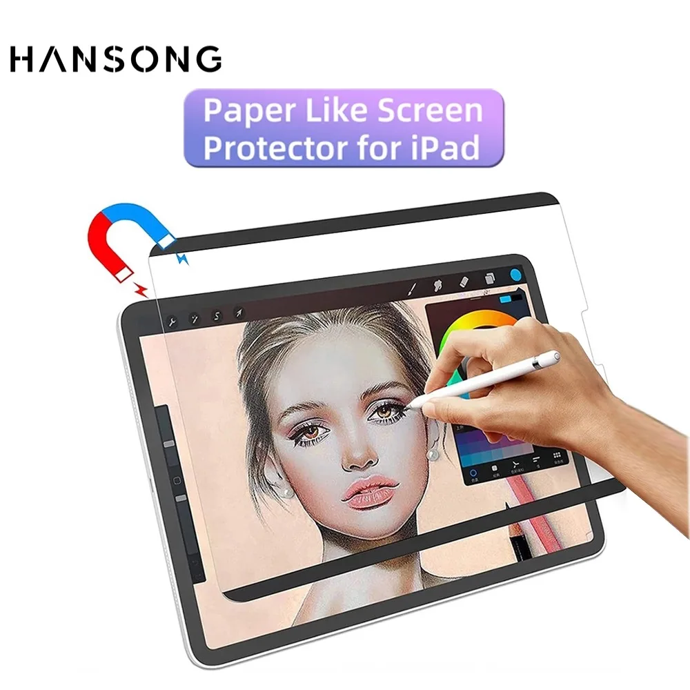 2024년형 iPad Air 11, 13, M2 Pro 11, 13, M4용 자석 부착식 종이 질감 필름, 10세대, 9.7인치, 5세대, 6세대, 10.5인치, 10.2인치, 7세대, 8세대, 9세대, Mini 4, 5, 6용 화면 보호 필름