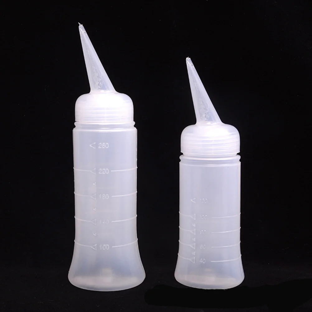 

5Pcs Applicator Bottles Plastic Small Size Hairdressing Scale Bottle Durable Oil Tinting Perm Measuring Leak Proof for Hair
