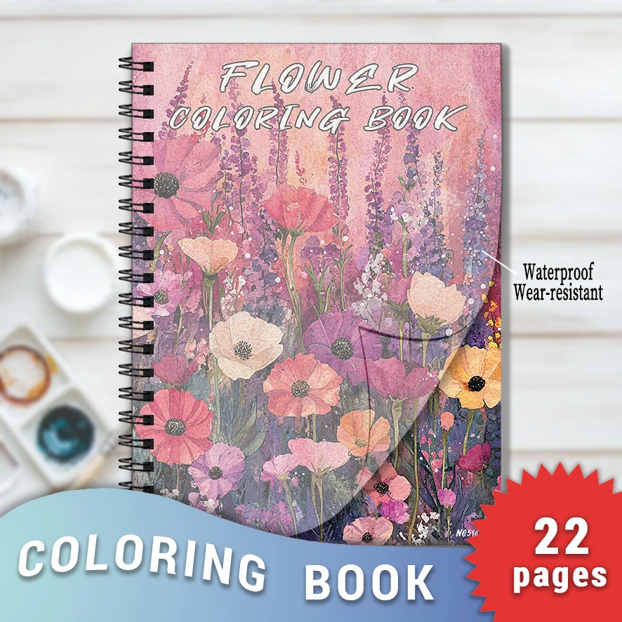 Floral Coloring Book for Adults - 8.3x 11.2 Inch 22 Page Coloring Book - Helps Reduce Stress and Ease Emotions
