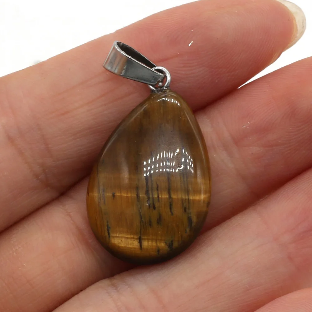 25PCS Wholesale Flat Drop Shape Natural Unakite Opal Sodalite Stones Pendant DIY Necklace Bracelet Earrings Jewelry Fashion Gift